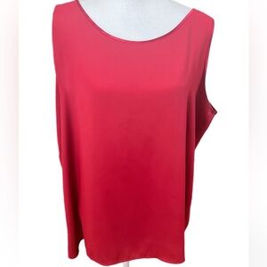 Liz Baker Woman 18W Red Polyester Sleeveless Scoop Neck Tank Top Blouse